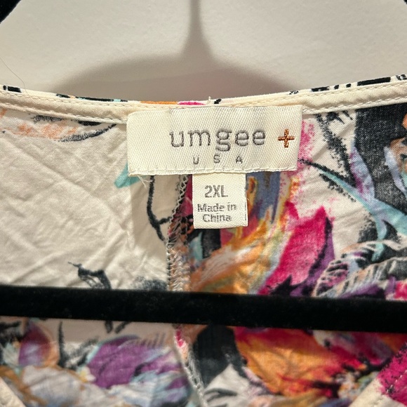 Umgee Plus Floral Print Layered Ruffle Mini Dress 2XL - Picture 6 of 7